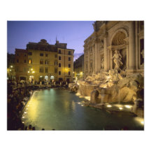 Trevi Fountain at night, Rome, Lazio, Italy Art Photo