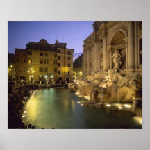 Trevi Fountain at night, Rome, Lazio, Italy Print