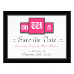 Tri-Monogram Fuchsia Modern Wedding Save the Dates Invite