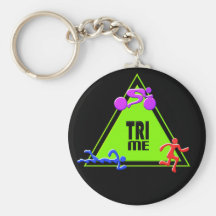 TRI Triathlon Swim Bike Run TRIANGLE TRI ME Design Keychains
