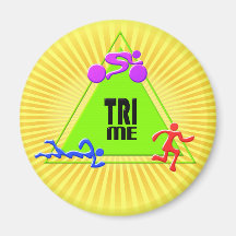 TRI Triathlon Swim Bike Run TRIANGLE TRI ME Design Fridge Magnet