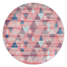 Triangle Pattern Pink Blue Plates