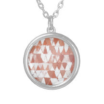 Triangular Sepia and White Waves Pendant