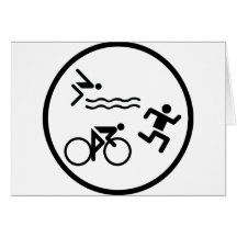 triathlon circle icon greeting cards
