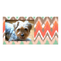 Tribal aztec chevron zig zag stripes ikat custom personalized photo card