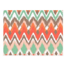 Tribal aztec chevron zig zag stripes ikat pattern post cards