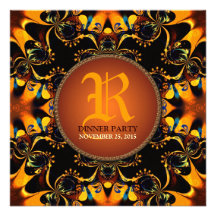 Tribal Batik Dinner Party Monogram Invitation