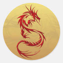 Tribal Dragon Round Stickers