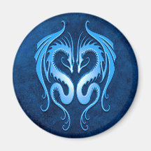 Tribal Dragons, blue Fridge Magnet