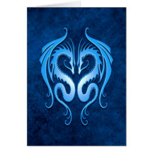 Tribal Dragons, blue Greeting Card