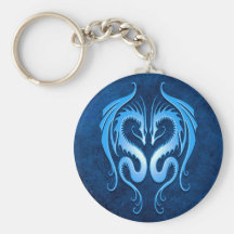 Tribal Dragons, blue Keychain