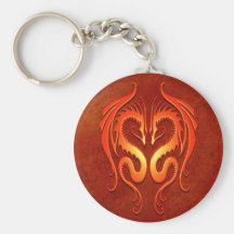 Tribal Dragons, red Keychain