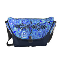 Tribal on blue messenger bags