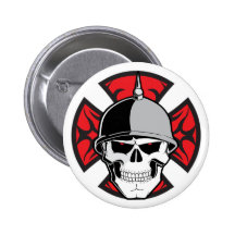 Tribal Round Cross Skull Button