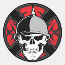Tribal Round Cross Skull Round Stickers