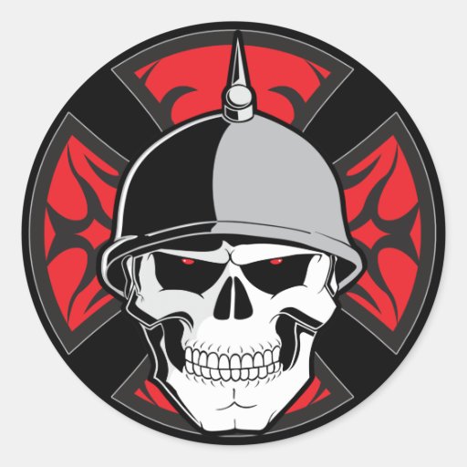 Tribal Round Cross Skull Round Stickers