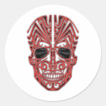 Tribal Skull Round Sticker