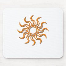 Tribal Sun Oulined in Orange Mouse Mat
