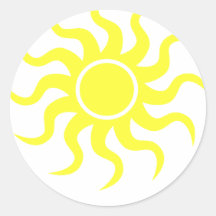 Tribal Sun Yellow Round Stickers