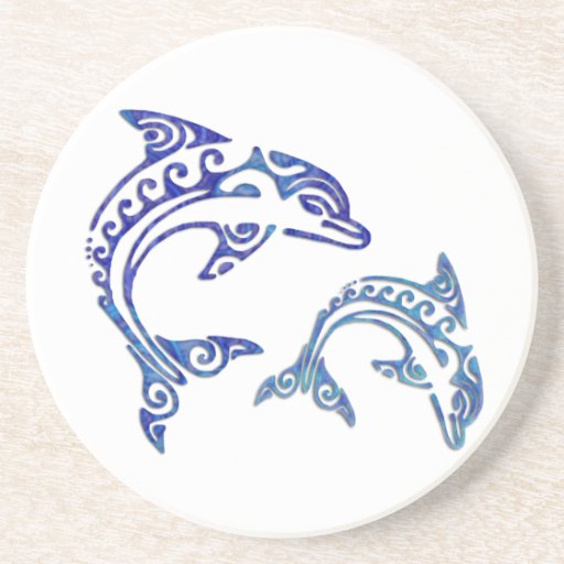 Tribal Tattoo Porpoise Duo Beverage Coaster