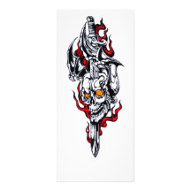 Tribal tattoo with skull full color rack card