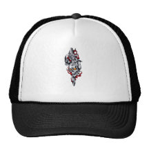 Tribal tattoo with skull mesh hat
