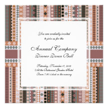 Tribal ZigZag Stripes Brown and Taupe Elegant Invite