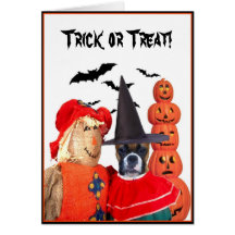 Trick or treat  boxer dog greeting card