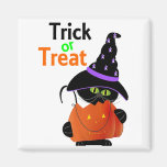 Trick Or Treat Halloween Cat With Pumpkin Refrigerator Magnet