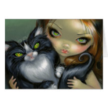 "Tricksy Tuxedo Cat" Greeting Card Carte De Vœux