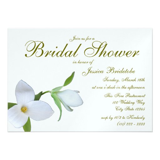 Trillium Spring Bridal Shower Personalised Invitation