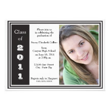 Triple Frame Graduation (black and white) Custom Announcements