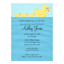 Triplets Duck Baby Shower Custom Announcements