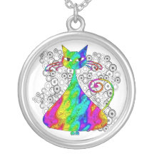 Trippy Psychedelic Cat Necklace