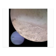 Triton with Neptune in the background NASA Postcard
