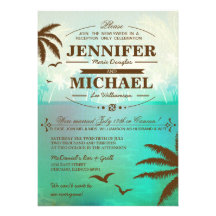 Tropical Beach Wedding Reception Only  Invitations