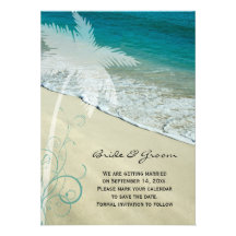 Tropical Beach Wedding Save the Date Announcement