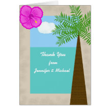 Tropical Beach Wedding Thank You Card