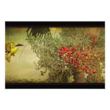 Tropical Bird Nesting in Christmas Palm Tree Photo