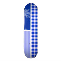 Tropical Blue Gingham Skate Deck