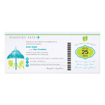 Tropical Boarding Pass Wedding Invitation