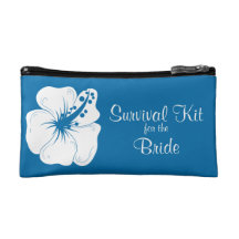Tropical Cerulean Hibiscus Bridal Survival Kit Cosmetic Bag