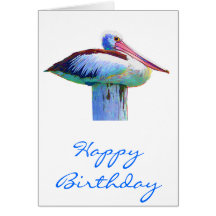 Tropical Coloured Pelican Greeting Cards