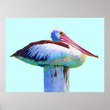 Tropical Coloured Pelican Print
