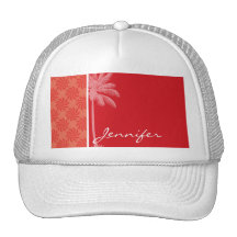 Tropical Coral & Red Swirl Trucker Hat