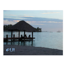Tropical Fiji Thatched Roof Gazebo Postcards