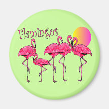 Tropical Flamingo Art Gifts Magnets