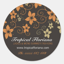 Tropical Floral Fashion Business Promotion Sticker