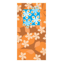 Tropical Floral Pattern. Blue and Orange. Personalized Photo Card
