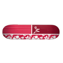 Tropical Fuschia Hibiscus Custom Skateboard